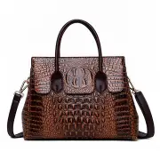 Women Retro Crocodile Pattern Handbag Faux Leather Crossbody Bag