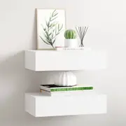 vidaXL Wall-mounted Drawer Shelves 2 pcs White 40x23.5x10 cm MDF