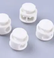 6pcs White Double Barrel Cord Stopper Spring Lock End Toggle Fastener Plastic