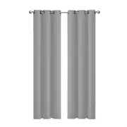 2x Blockout Curtains Panels 3 Layers Eyelet Room Darkening 132x213cm Grey