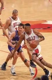 NBA Finals Chicago Bulls Scottie Pippen vs Utah Jazz Jeff Hornacek- Old Photo