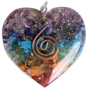 Orgonite Pendant 7 Chakra Layered Orgone Gemstone Heart Reiki Spiritual Energy