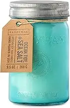 Paddywax Scented Relish Collection Soy Wax Artisan Candle in Glass Jar with Lid, 9.5-Ounce, Ocean Tide + Sea Salt