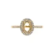 Ring Semi-Mount Oval 7x5mm In 14k Yellow Gold With Diamond Accents (44221)