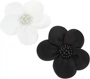 MOKKHNB 2pcs Embroidery Pearl Flower Patches Floral Applique for Clothes DIY Sewing Crafts Clothing Accessories Decorative Embellishments
