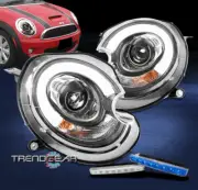 For 2007-2015 Mini Cooper HID LED Tube Projector Black Headlights w/Blue DRL Kit (for: Mini)