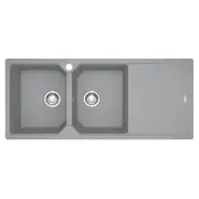 Franke URBAN Stone Grey RHD Double Bowl with Drainer Kit UBG621SGRHD