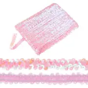 1-Pack Elastic Sequins Trim, 11 Yards 0.8 Inch 2 Row for Crafts [Pink]