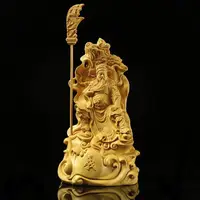 在飛比找蝦皮購物優惠-新品 速發  黃楊木雕刻佛像中式家居手工藝品擺件實木武財神關