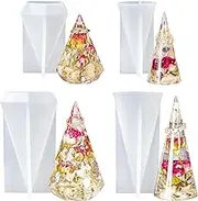 Let's Resin Ring Cone Resin Molds,4 Pcs Ring Holder Silicone Molds for Epoxy Resin, Ring Cone Pyramid Silicone Resin Molds for DIY Ring Stand, Ring Jewelry Display Stand, Wedding Gift