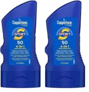 2 x Coppertone SPORT Sunscreen SPF 50 Lotion, Water Resistant 3 oz EXP 01/2026