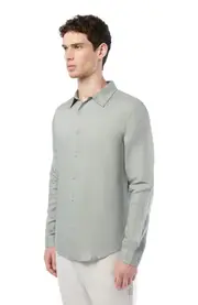 Onia Air Linen Long Sleeve Shirt in Sage at Nordstrom, Size Small