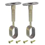 2 Pcs Oval Closet Shelf Bracket, Wardrobe Rod Adjustable Full Though Pipe Bronze