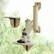 Window Perch Hammock with Climbing Steps and Scratching Post - Wooden Window Mou