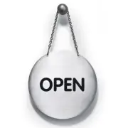 Durable Stainless Steel Pictogram Hanging Shop Sign Open/Closed 130mm Silver