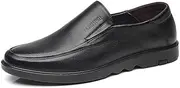 WUNONG Men's Leisure Loafers Slip on Vegan Leather Round Toe Pull Tap Smoking Stretch Shoe Solid Color Flat (Color : Black, Size : 6)
