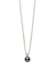 Lagos 18K Yellow Gold & Sterling Silver Luna Pearl Pendant Necklace, 16-18