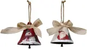 Rustic Christmas Jingle Bell Hanging Ornament Set of 2,Christmas Tree Decoration
