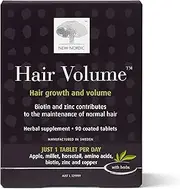New Nordic Hair Volume, 90 Tablets Hair Growth Supplement, Biotin and Naturally Sourced Ingredients, Helps Reduce Hair Shedding