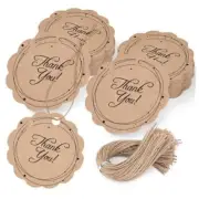 100PCS Thank You Tags Gift Tags with String Paper Hang Tags Round Gift Brown