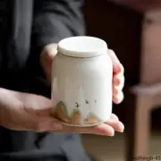 White Ceramic Fat Jade Porcelain Tea Can Chinese Mountain Wild Geese Storage