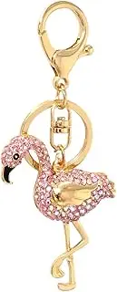 [Honbay] 1PCS Rhinestone Flamingo Keychain Sparkling Bird Keyring Decor Pendant in A Box for Bag Purse Wallet