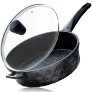 Nonstick Deep Frying Pan Skillet with Lid, 12 Inch Large Skillet, 5 Quarts Sa...