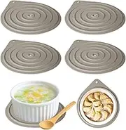 Microwave Plate Warmers, Pack of 4 Silicone Microwave Mats, Heat Resistant Microwave Trivet Mat for Warming Dinner Plates, Multi-purpose Non-slip Silicone Mats for Microwave, Oven, Hot Pot