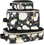 Itzy Ritzy Chelsea + Cole for Packing Cubes – Set of 3 Floral Packing Cubes or Travel Organizers; Each Cube Features a Mesh Top, Double Zippers and a Fabric Handle; Floral, PC8438
