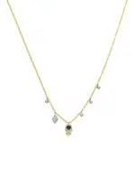 Meira T 14K White & Yellow Gold Blue Sapphire & Diamond Dangle Hamsa Hand Pendant Necklace, 18-20