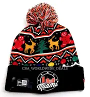 New Era Ugly Holiday Sweater Miami Flagship Logo Knit Adult Pom Pom Beanie