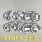 10 Pack USB Charger Cable 1M 2M Lot For iPhone 14 13 12 11 Pro MAX Xr 8 Charging