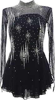 [Zagitova] Girls Ice Figure Skating Dress Breathable Women Customizable Competition Dance Clothing with Shiny Rhinestone
