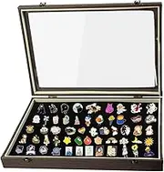 Pin Display Case, 9.5*13.8 Inch Dustproof Pin Collection Display, Wood Medal Display Case Shadow Box Frame with Visual Lid, Retro Display Holder Board Frame for Medals, Jewelry (Brown)