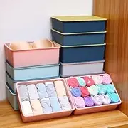 撞色收纳盒家用分格有盖装文胸装袜子宿舍收纳收纳箱 Kitchen cookware set/734