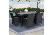 Gardeon Outdoor Dining Set 7 Piece Wicker Lounge Setting Black