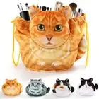 Drawstring Makeup Bag - Travel Organizer, Cosmetic Pouch, Cat Gift for Women,...