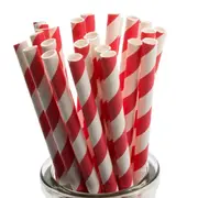 GGP 1000 Bulk Wholesale Pack Red White Drinking Straws Biodegradable Eco Paper Birthday Party Event Bistro Bar Cafe Take Away