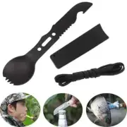 New 7-in-1 Outdoor Survival Tool Set: Spoon, Fork, Knife, Whistle, and More