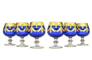 Set of 6 Interglass Italy Crystal Glasses - Cobalt Blue Italian Brandy Snifters