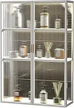 Wall Mounted Home Bathroom Cabinet w/Doors, Punch-Free dustproof Toiletries Metal Hanging Cabinet Cosmetics Perfumes Storage Box, Multi Purpose Storage Cabinet Above The Toilet