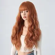 Women's Fashion Wig 26-inch Long Curly Wig with Bangs Trendy Ladies' H Wig with H Net for Women Party Daily Use