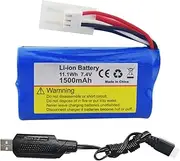 Fytoo 2S 7.4V 1500mAh Li-ion Battery with USB Charging Cable Suitable for HJ806 TX125 Remote Control Ship Battery RC Toy Model Ship Speedboat Battery KET-2P Plug