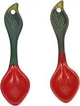 SHOWERORO Lovely Strawberry Design Ceramic Kids Spoons 2 Pieces Easy to Clean Safe for Toddlers