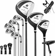 [Costway] Complete Golf Set, Includes 460cc Alloy Driver, 6#, 7#, 8#, 9# & P Irons, Free Putter, Stand Bag, Perfect Golf Clubs Gift