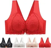 [Generic] Front-Clasp Lace Bra with Lift and Anti-Sagging Design, Front Closure Bras for Women, Lace Bra and Panty Set
