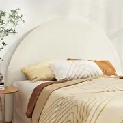 Queen Size | Grei Boucle Bed Head Headboard White