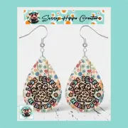 Earrings Less People More Dogs Paw MDF Hook Backs Hand Sublimated