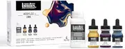 Liquitex Professional Acrylic Ink, Set of 3 x 30 ml Deep Colours and 1 x 118 ml Pouring Technique Medium