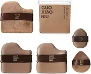 1 Box of 6 PCs Guoxiaoniu Chocolate Color Quick Makeup Foundation Puff Set, Foundation Sponge Puff Cushion Puff Mini Powder Puff Collection